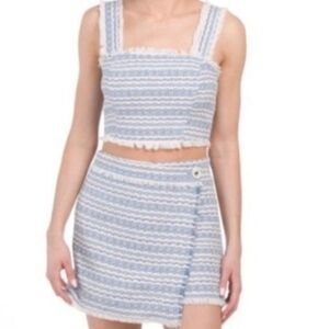 House of Harlow 1960 Blue and White Skirt Set